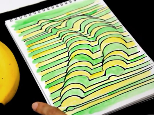 3D-Zeichnungen von Zellen in einem Notizbuch mit Bleistift, Kugelschreiber Schritt für Schritt