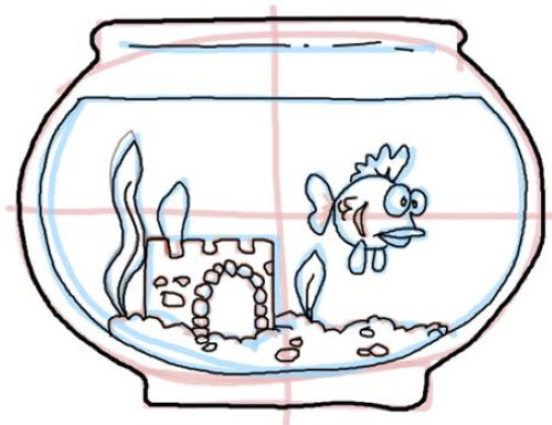 Aquarium: Zeichnen für Kinder mit Bleistift, Farben