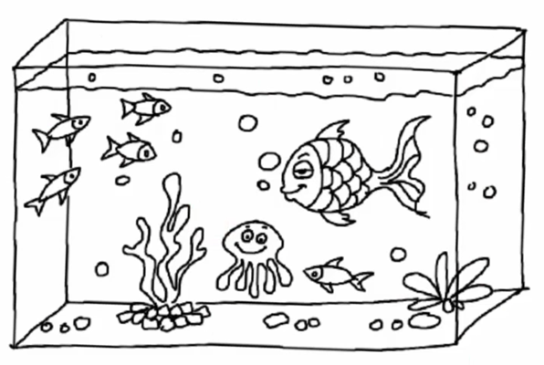 Aquarium: Zeichnen für Kinder mit Bleistift, Farben