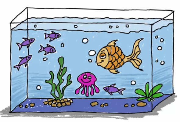 Aquarium: Zeichnen für Kinder mit Bleistift, Farben