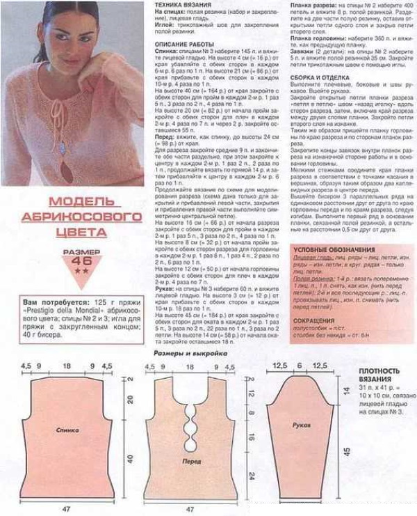 Mit Nadeln gestrickter Damenpullover aus Mohair. Schema mit Beschreibung