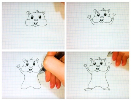 Hamster zeichnen für Kinder Schritt für Schritt mit einem Bleistift