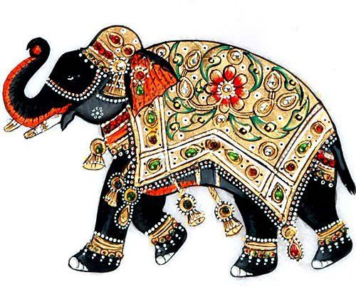 Indischer Elefant. Bleistiftzeichnung für Kinder Schritt für Schritt mit Ornament