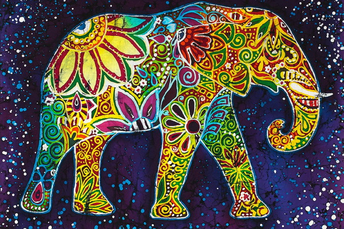 Indischer Elefant. Bleistiftzeichnung für Kinder Schritt für Schritt mit Ornament
