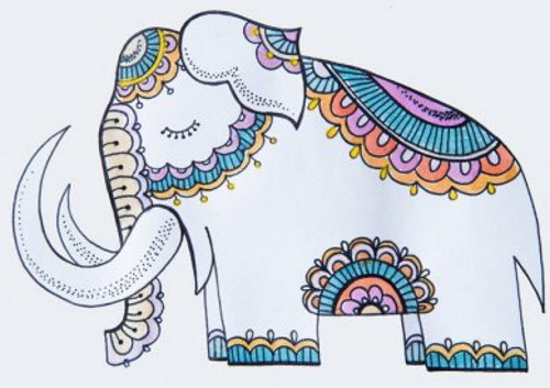 Indischer Elefant. Bleistiftzeichnung für Kinder Schritt für Schritt mit Ornament