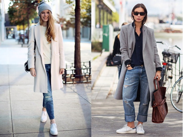 Wie man Jeans modisch hochkrempelt, den Po freihält, breite Damen