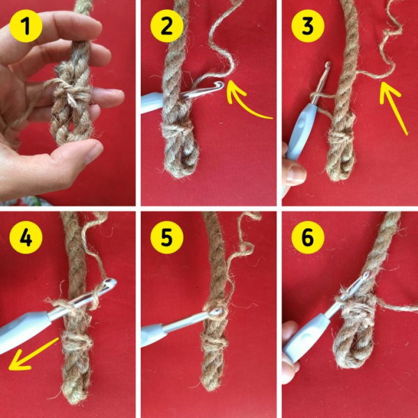 Jutekörbe gehäkelt. Stricken, Meisterkurse, Fotos