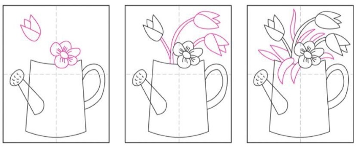 Gießkannenzeichnung für Kinder mit Bleistift