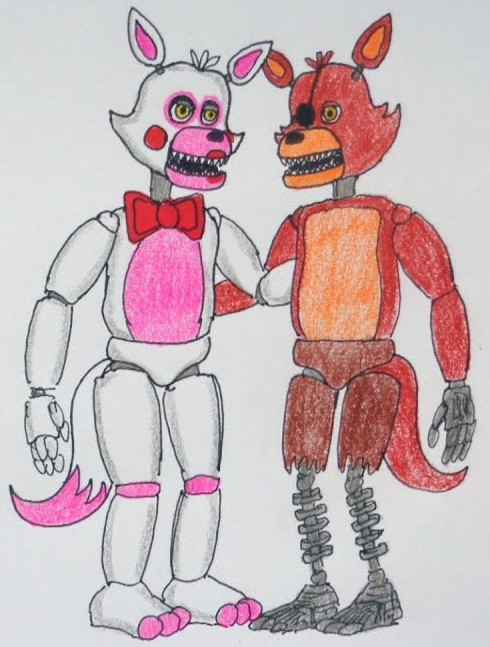 Mangle und Foxy. Fotos, Zeichnungen zum Kopieren