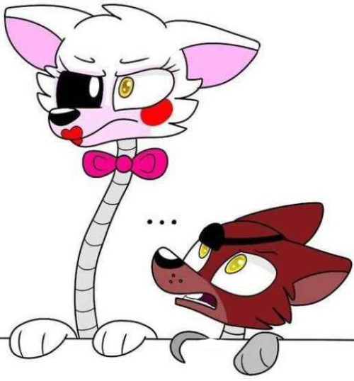 Mangle und Foxy. Fotos, Zeichnungen zum Kopieren