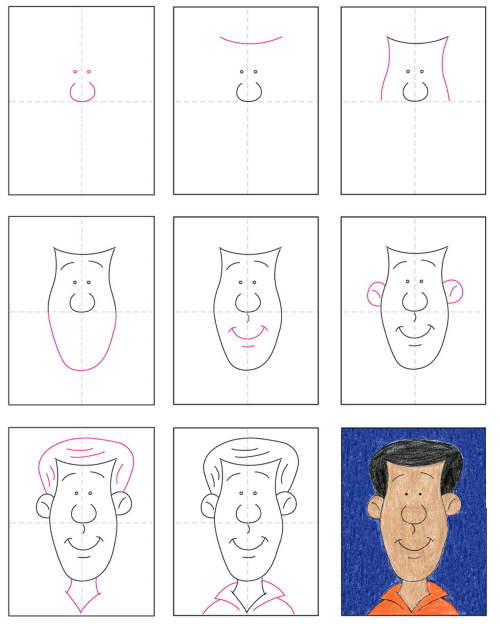 Cartoon-Stil zum Zeichnen von Menschen. Vollständige Zeichnungen, Tutorials