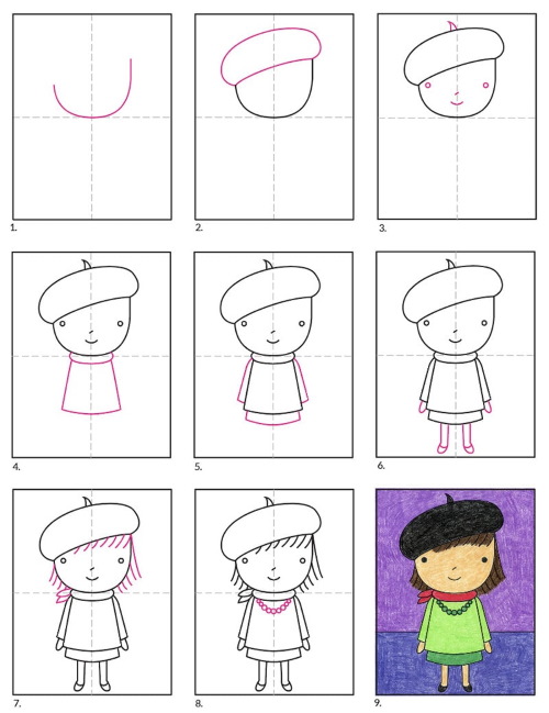 Cartoon-Stil zum Zeichnen von Menschen. Vollständige Zeichnungen, Tutorials