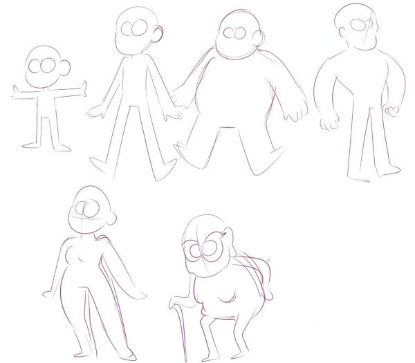 Cartoon-Stil zum Zeichnen von Menschen. Vollständige Zeichnungen, Tutorials