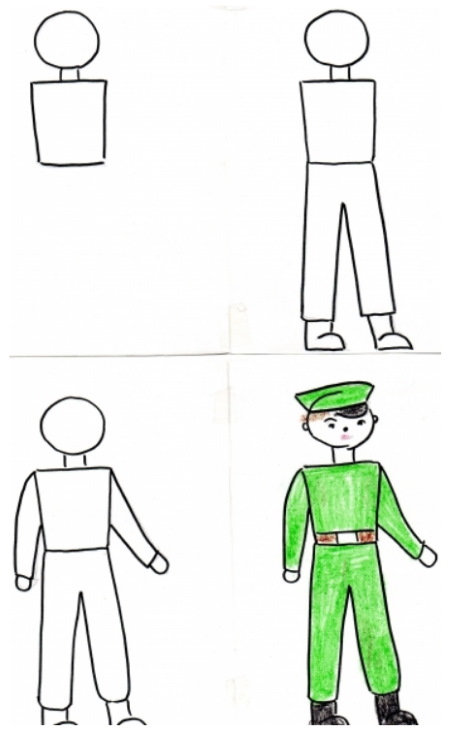 Zeichnungen mit Militärmotiven für Kinder der Klassen 1-2-3-4-5
