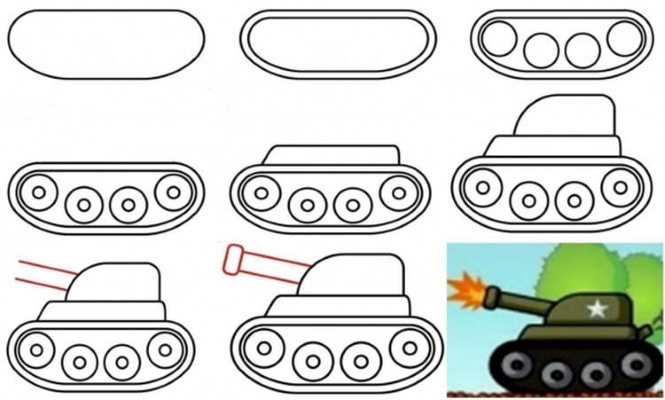 Zeichnungen mit Militärmotiven für Kinder der Klassen 1-2-3-4-5