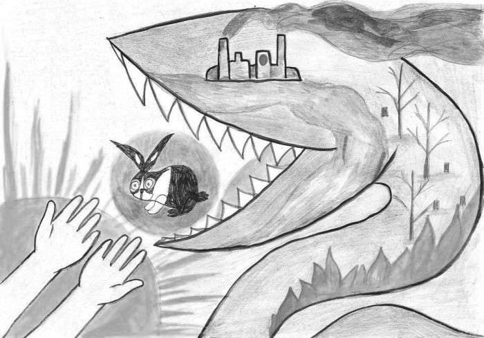 Disegno a matita sul tema della protezione della natura per classi 1-5