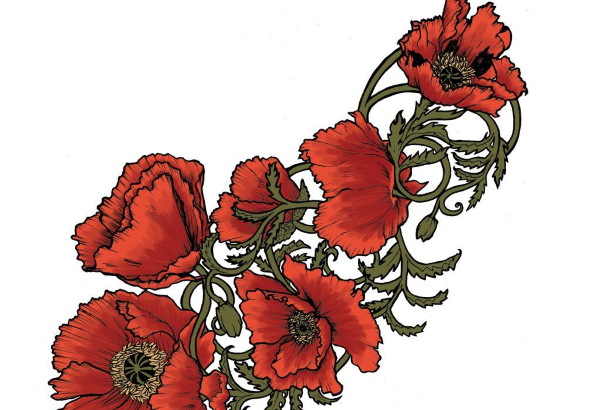 Disegno floreale in stile Art Nouveau. Stilizzazione ad acquerello