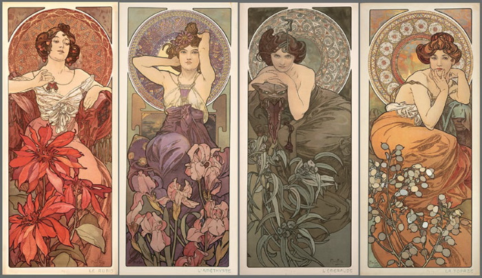 Disegno floreale in stile Art Nouveau. Stilizzazione ad acquerello