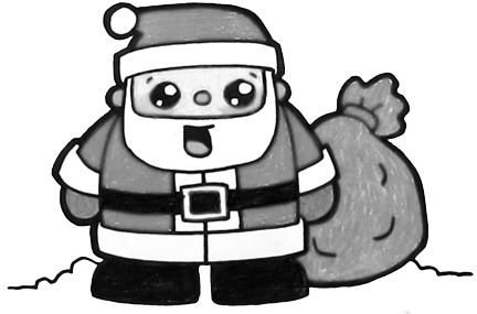 Weihnachtsmann Bleistiftzeichnung für Kinder Schritt für Schritt
