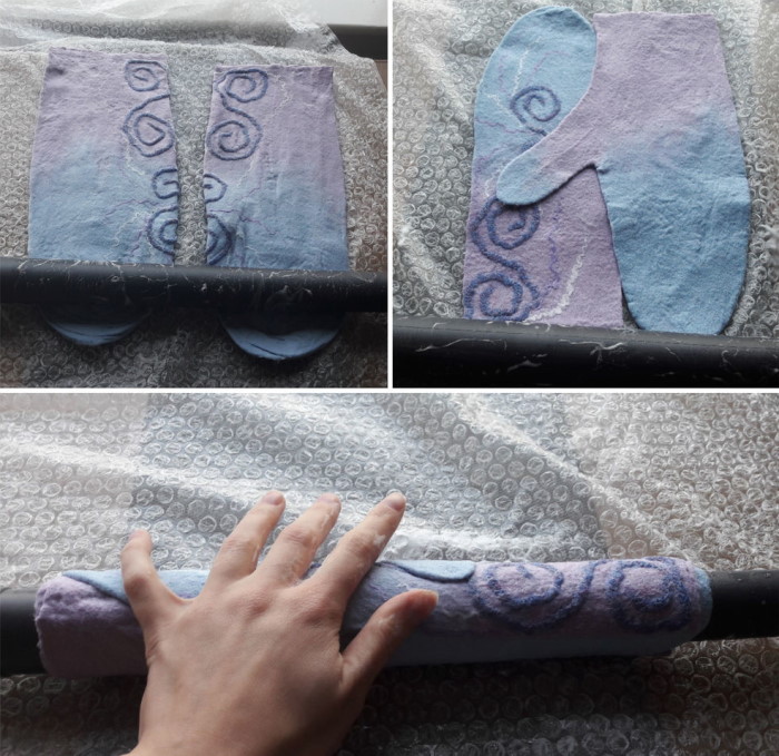 DIY-Fäustlinge aus gefilzter Wolle. Foto