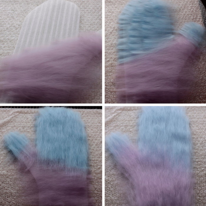DIY-Fäustlinge aus gefilzter Wolle. Foto
