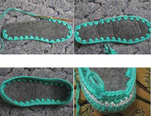 Gestrickte Hausschuhe mit Filzsohle für Anfänger. Schema