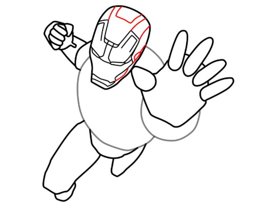 Iron Man: Einfache Bleistiftzeichnung