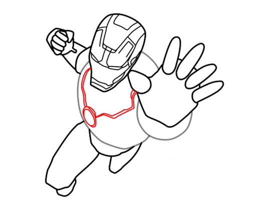 Iron Man: Einfache Bleistiftzeichnung