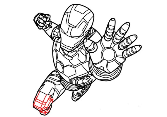 Iron Man: Einfache Bleistiftzeichnung