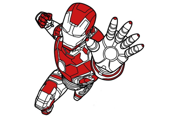 Iron Man: Einfache Bleistiftzeichnung