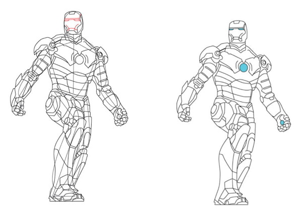 Iron Man: Einfache Bleistiftzeichnung