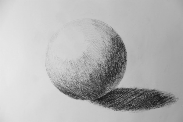 Schritt für Schritt einen Ball mit Bleistift und Schatten zeichnen