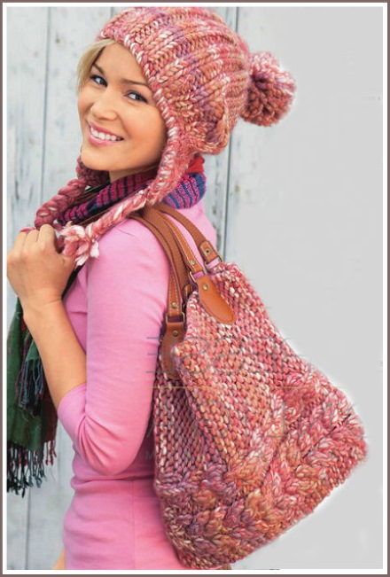 Strickmütze mit Ohrenklappen für Damen. Strickmuster mit Beschreibungen, Fotos