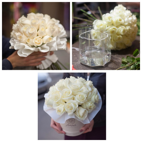 Blumen in einer Hutschachtel. Fotos, wie man es selbst macht
