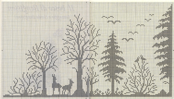 Kreuzstich monochrom. Große Muster, Mini