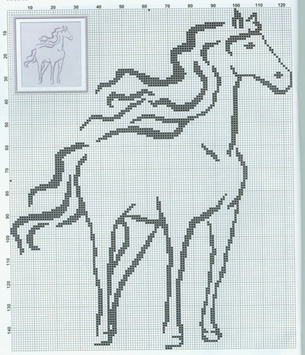 Kreuzstich monochrom. Große Muster, Mini