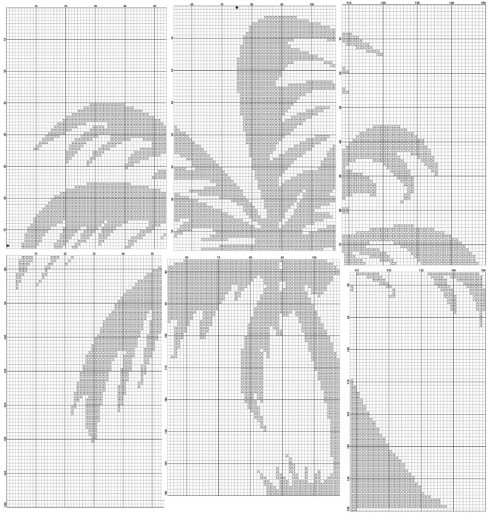 Kreuzstich monochrom. Große Muster, Mini