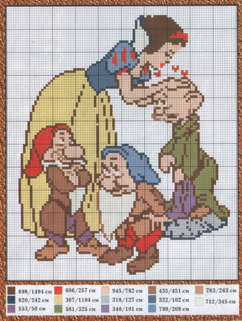 Kreuzstich. Schneewittchen, Schmetterlinge, Hunde, Katzen Schema