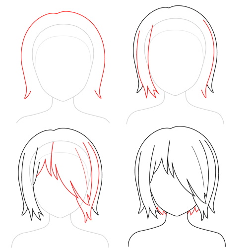 Anime-Frisuren für Mädchen. Wie man mit langen, kurzen und mittellangen Haaren zeichnet