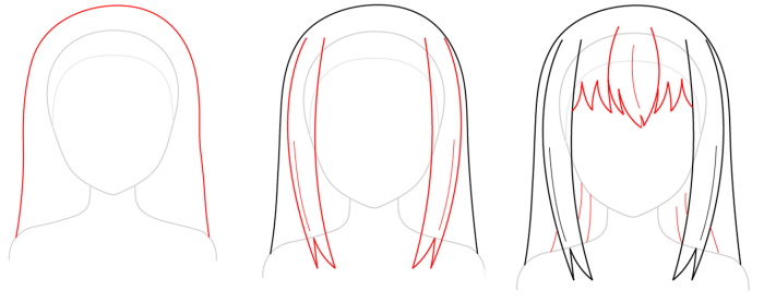 Anime-Frisuren für Mädchen. Wie man mit langen, kurzen und mittellangen Haaren zeichnet