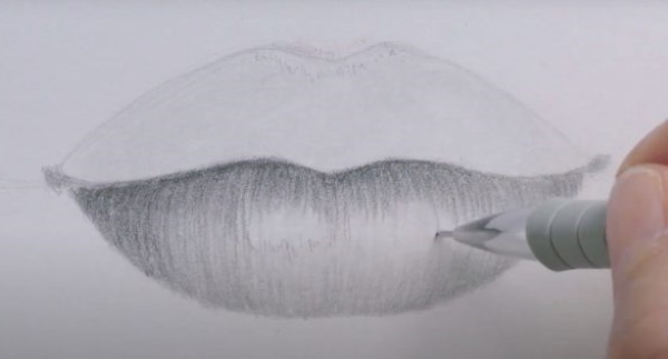 Lippen zeichnen mit Bleistift Schritt für Schritt für Anfänger