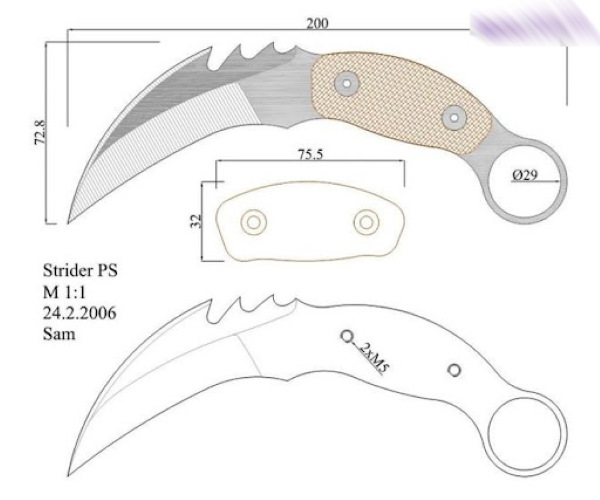 Karambit fatto di cartone. Come realizzare un coltello con le tue mani