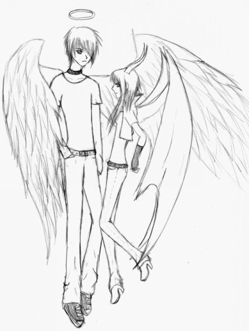 Zeichnungen zum Kopieren von Anime-Dämonen und Engeln