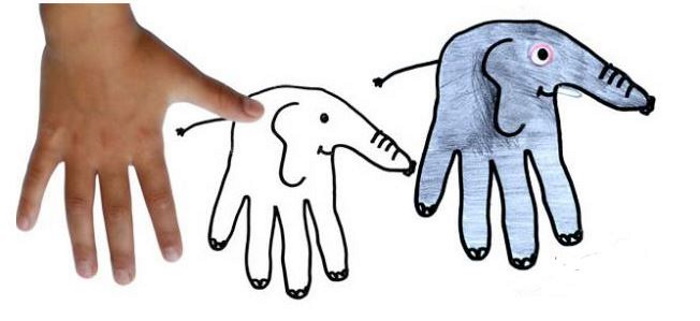 Handzeichnungen für Kinder Tiere mit Farben, Bleistift