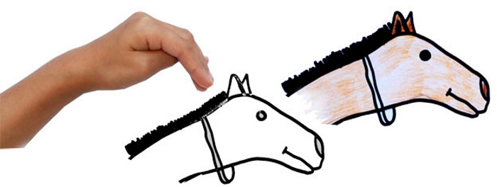 Handzeichnungen für Kinder Tiere mit Farben, Bleistift