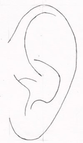 Orecchio - disegno passo dopo passo per bambini con matita