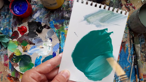So machen Sie türkisfarbene Farbe aus Acrylfarben, Gouache, Aquarell, Bleistiften