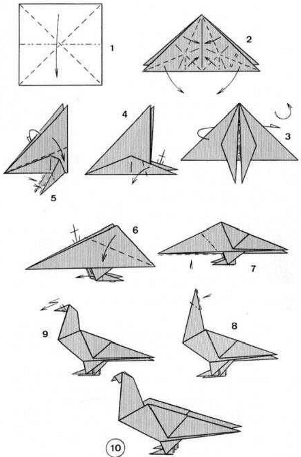 So erstellen Sie einen Origami-Papiervogel mit Ihren eigenen Händen