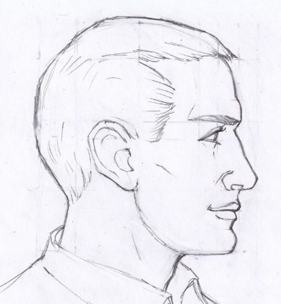 Disegno a matita di un volto di profilo passo dopo passo per principianti