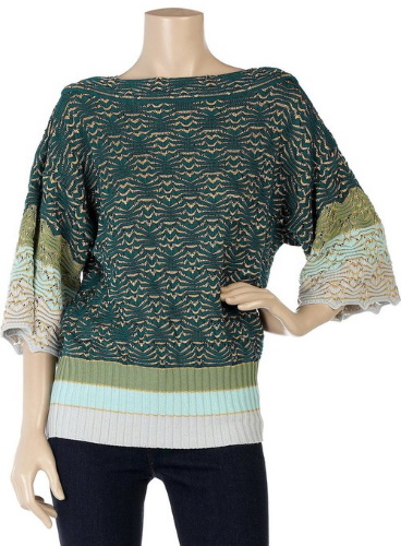 Missoni-Strickwaren. Muster, Beschreibung des Musters Espe, Französin, Fuchspfoten, Zickzack